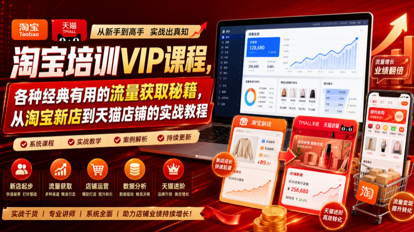 淘宝培训VIP课程，各种经典有用的流量获取秘籍，从淘宝新店到天猫店铺的实战教程(更新09月17日)-旺仔资源库