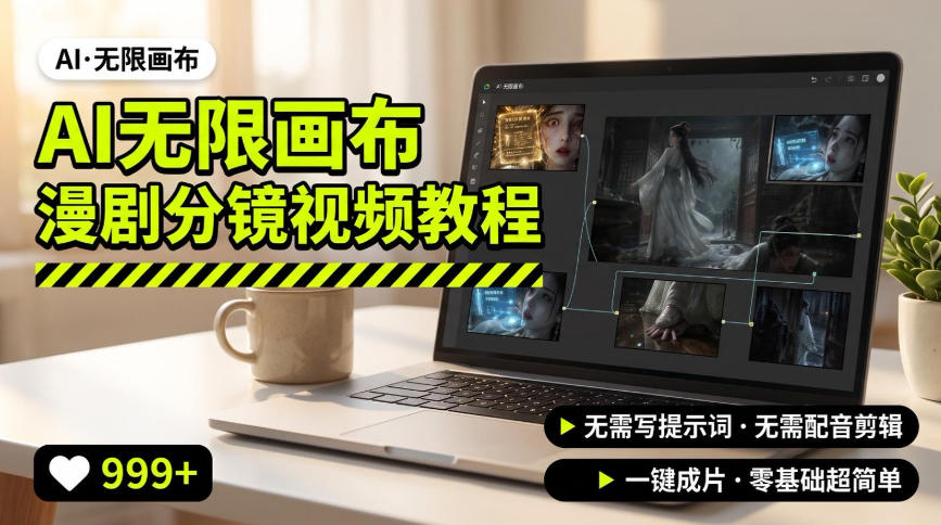 AI无限画布制作爆款漫剧分镜视频搭建教程，无需写脚本，无需制作音频，一键制作超简单-旺仔资源库
