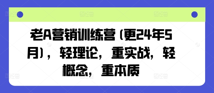 老A营销训练营(更25年6月)，轻理论，重实战，轻概念，重本质-旺仔资源库