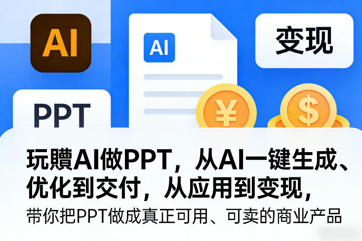 玩賺AI做PPT，从AI一键生成、优化到交付，从应用到变现，带你把PPT做成真正可用、可卖的商业产品(更新0401)-旺仔资源库
