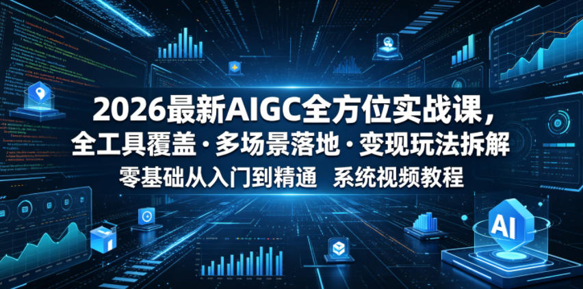 2026最新AIGC全方位实战课,全工具覆盖・多场景落地・变现玩法拆解,零基础从入门到精通系统视频教程-旺仔资源库