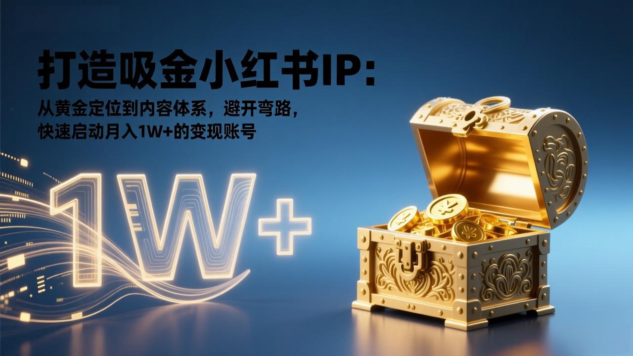 打造吸金小红书IP：从黄金定位到内容体系，避开弯路，快速启动月入1W+的变现账号-旺仔资源库