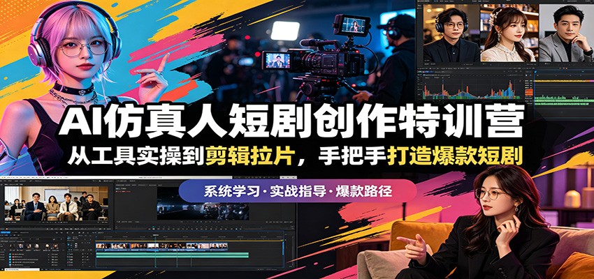 AI仿真人短剧创作特训营：从工具实操到剪辑拉片，手把手打造爆款短剧-旺仔资源库