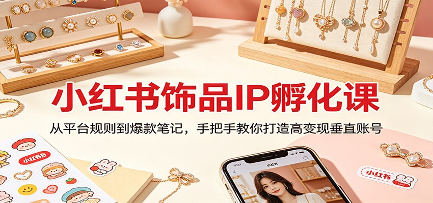 小红书饰品IP孵化课：从平台规则到爆款笔记，手把手教你打造高变现垂直账号-旺仔资源库