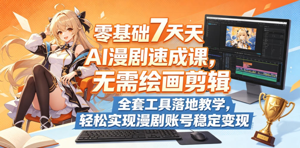 零基础7天AI漫剧速成课，无需绘画剪辑，全套工具落地教学，轻松实现漫剧账号稳定变现-旺仔资源库