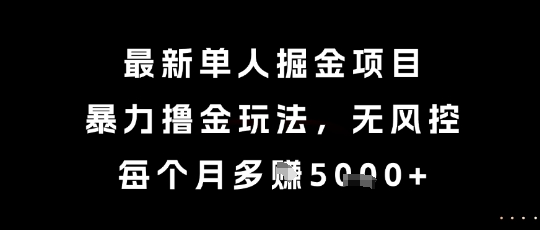 最新单人掘金项目，暴力撸金玩法，无风控，每个月多挣5k+【揭秘】-旺仔资源库