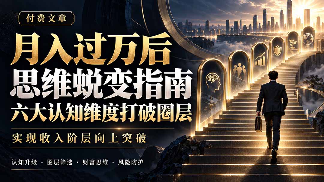 付费文章：月入过万后思维蜕变指南，六大认知维度打破圈层，实现收入阶层向上突破-旺仔资源库