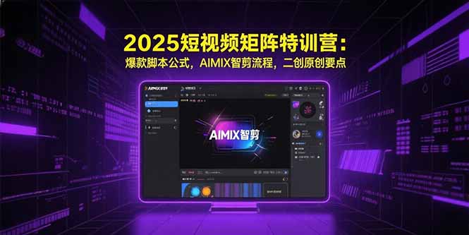 2025短视频矩阵特训营：爆款脚本公式，AIMIX智剪流程，二创原创要点-旺仔资源库