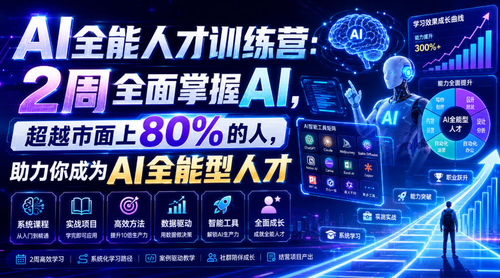 AI全能人才训练营：2周全面掌握AI，超越市面上80%的人，助力你成为AI全能型人才-旺仔资源库