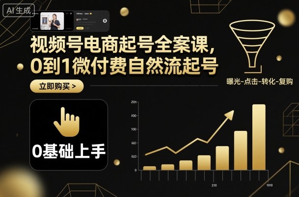 视频号电商起号全案课，0到1微付费自然流起号-旺仔资源库