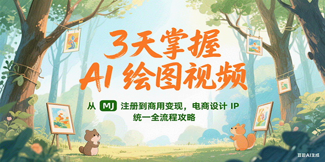 3天掌握AI绘图视频，从MJ 注册到商用变现，电商设计IP统一全流程攻略-旺仔资源库