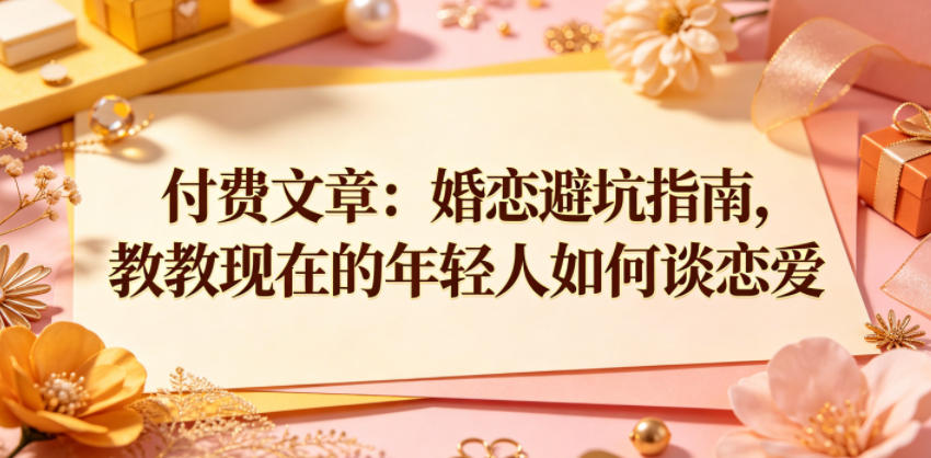 付费文章：婚恋避坑指南，教教现在的年轻人如何谈恋爱-旺仔资源库
