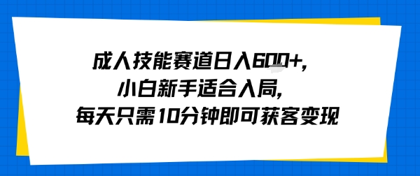 成人技能赛道日入多张，小白新手适合入局，每天只需10分钟即可获客变现-旺仔资源库