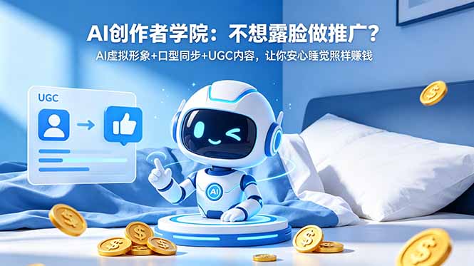 AI创作者学院：不想露脸做推广？AI虚拟形象+口型同步+UGC内容，让你安心睡觉照样赚钱-旺仔资源库