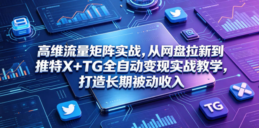 高维流量矩阵实战,从网盘拉新到推特X+TG全自动变现实战教学,打造长期被动收入-旺仔资源库