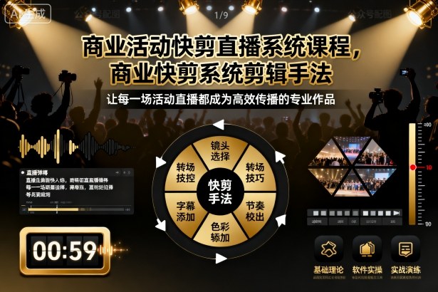 商业活动快剪直播系统课程，商业快剪系统剪辑手法-旺仔资源库