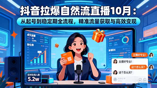 抖音拉爆自然流直播10月：从起号到稳定期全流程，精准流量获取与高效变现-旺仔资源库