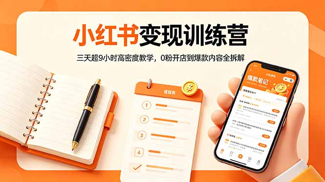 小红书变现训练营：三天超9小时高密度教学，0粉开店到爆款内容全拆解-旺仔资源库