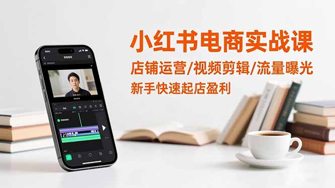 小红书电商实战课：店铺运营/视频剪辑/流量曝光，新手快速起店盈利-旺仔资源库