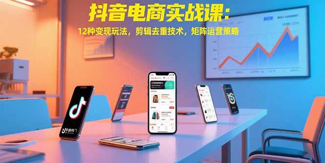 抖音电商实战课：12种变现玩法，剪辑去重技术，矩阵运营策略-旺仔资源库