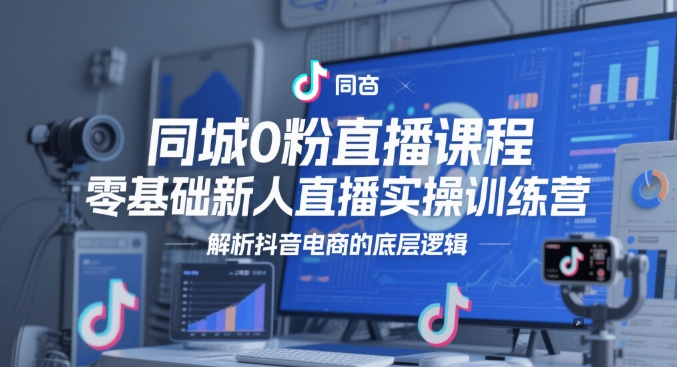 同城0粉直播课程，零基础新人直播实操训练营，解析抖音电商的底层逻辑-旺仔资源库