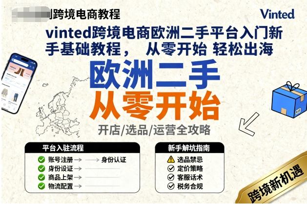 vinted跨境电商欧洲二手平台入门新手基础教程，从零开始轻松出海-旺仔资源库