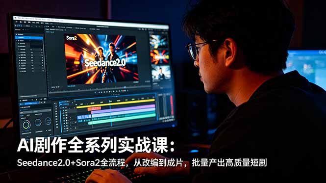 AI剧作全系列实战课：Seedance2.0+Sora2全流程，从改编到成片，批量产出高质量短剧-旺仔资源库
