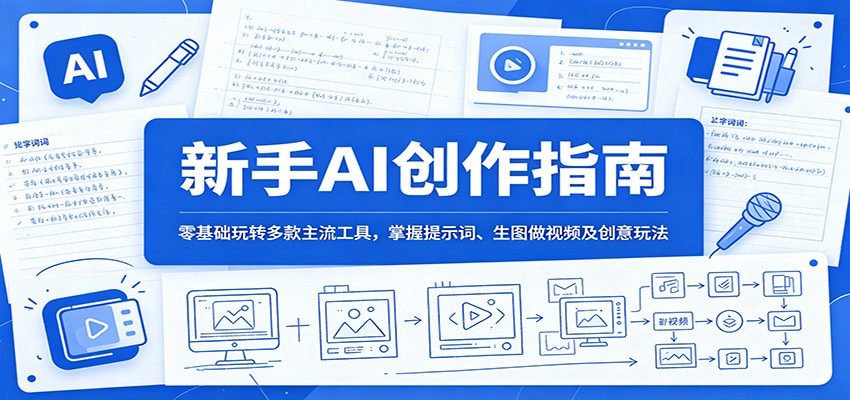 新手AI创作指南:零基础玩转多款主流工具,掌握提示词、生图做视频及创意玩法-旺仔资源库