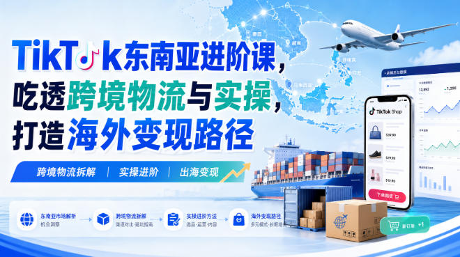 TikTok东南亚进阶课，吃透跨境物流与实操，打造海外变现路径-旺仔资源库