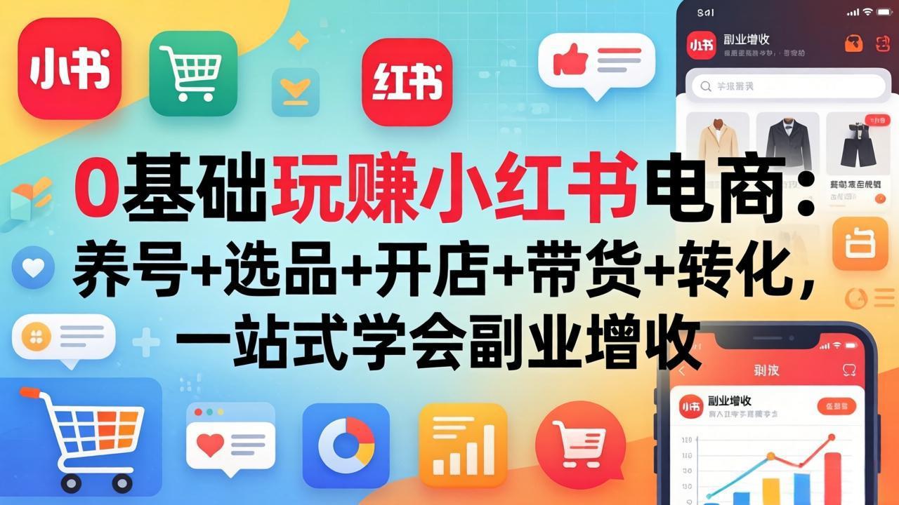 0基础玩赚小红书电商:养号+选品+开店+带货+转化,一站式学会副业增收-旺仔资源库