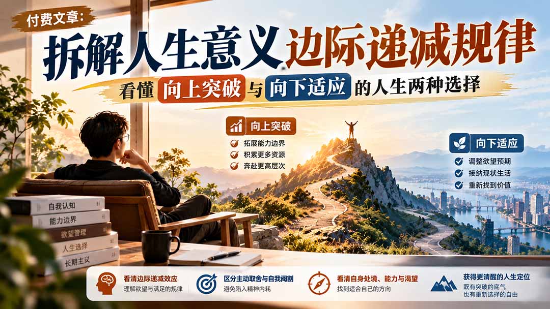 付费文章:拆解人生意义边际递减规律,看懂向上突破与向下适应的人生两种选择-旺仔资源库