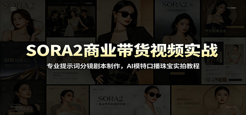 SORA2商业带货视频实战:专业提示词分镜剧本制作,AI模特口播珠宝实拍教程-旺仔资源库