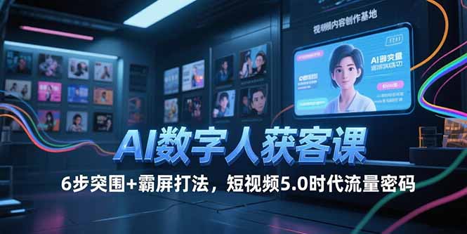 AI数字人获客课，6步突围+霸屏打法，短视频5.0时代流量密码-旺仔资源库