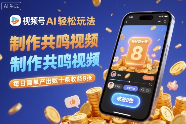 视频号AI轻松玩法，制作共鸣视频，每日简单产出数十条收益8张-旺仔资源库