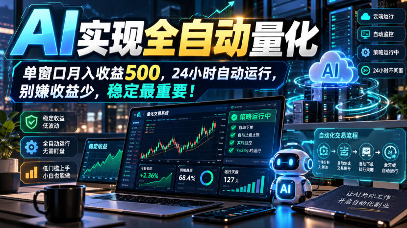 AI全自动量化项目,长期稳定可落地,0门槛躺赚稳定项目!-旺仔资源库