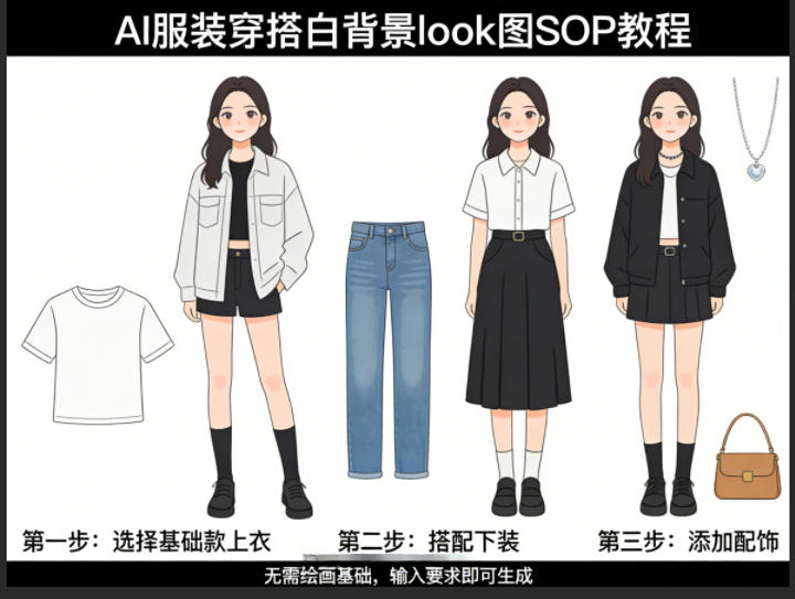 AI服装穿搭白背景look图SOP教程,不用会画画,提几句具体要求,AI就能还你一个奇迹-旺仔资源库