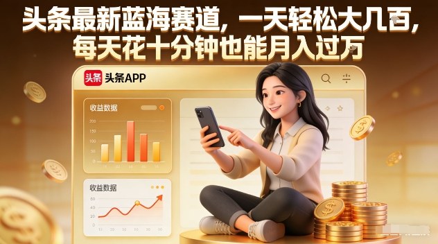 头条最新蓝海赛道,一天轻松大几张,每天花十分钟也能月入过1W【揭秘】-旺仔资源库