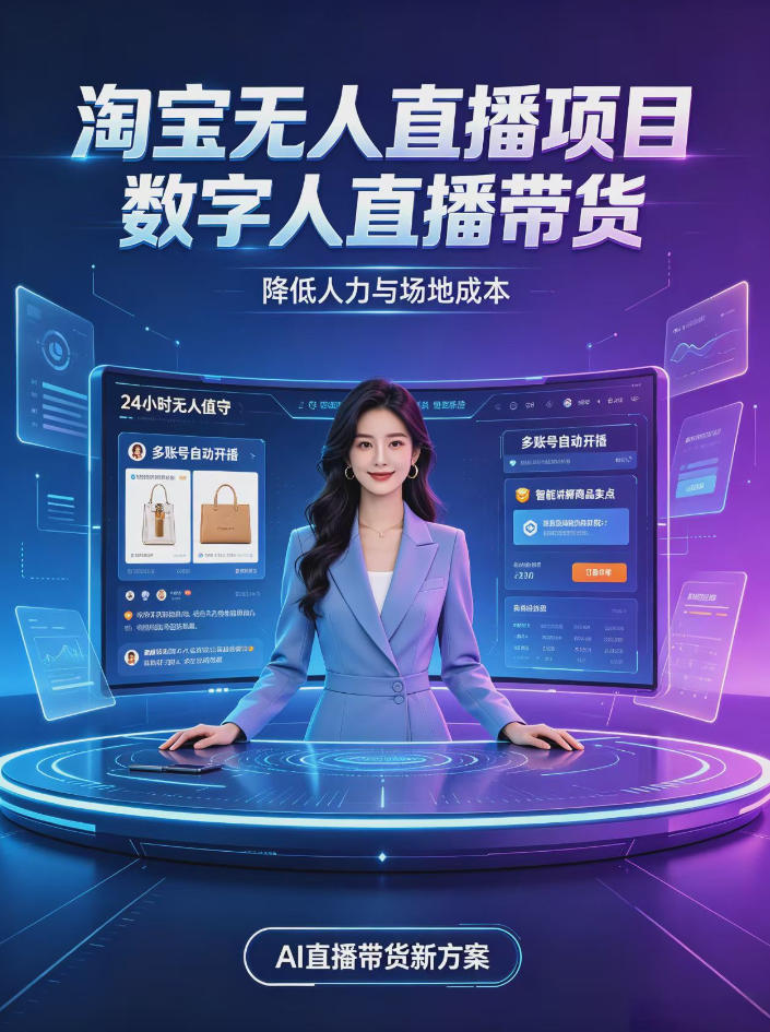 淘宝AI无人直播带货,24小时自动开播低门槛副业,无需真人长时间出镜,持续引流出单【揭秘】-旺仔资源库