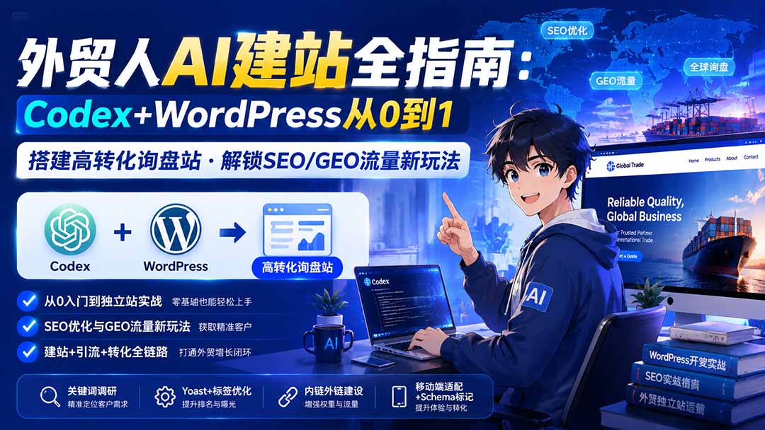 外贸人AI建站全指南:Codex+WordPress从0到1·搭建高转化询盘站·解锁SEO/GEO流量新玩法-更新-旺仔资源库