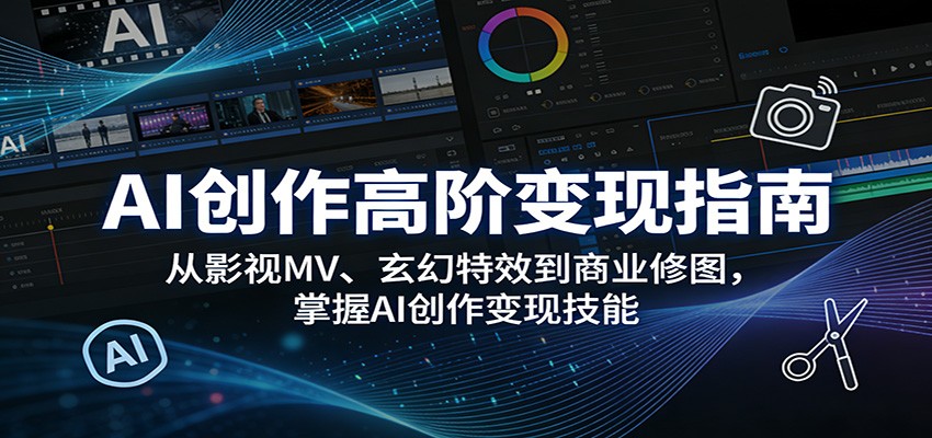 AI创作高阶变现指南：从影视MV、玄幻特效到商业修图，掌握AI创作变现技能-旺仔资源库