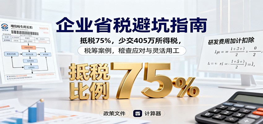 企业省税避坑指南:抵税75%,少交405万所得税,税筹案例,稽查应对与灵活用工-旺仔资源库
