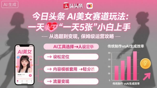 今日头条AI美女赛道玩法，一天轻松5张，小白轻松上手-旺仔资源库