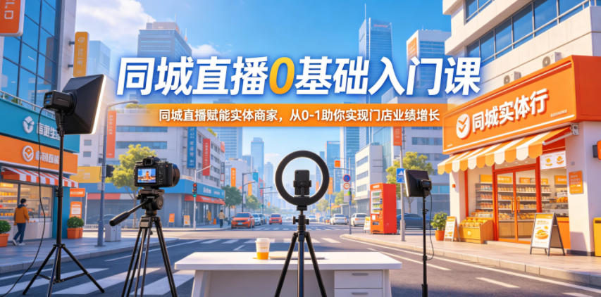 同城直播0基础入门课,同城直播赋能实体商家,从0-1助你实现门店业绩增长-旺仔资源库