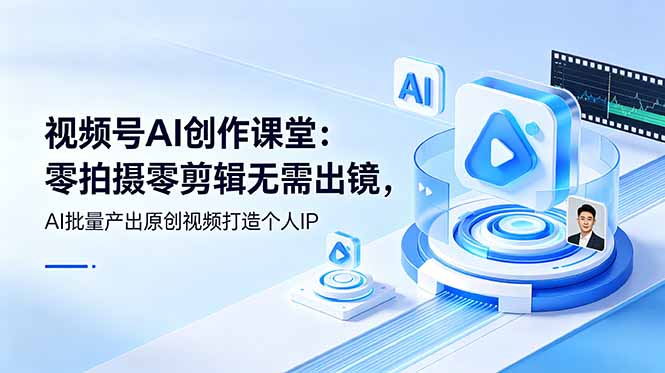 视频号AI创作课堂：零拍摄零剪辑无需出镜，AI批量产出原创视频打造个人IP-旺仔资源库