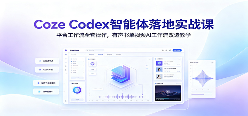 Coze Codex智能体落地实战课:平台工作流全套操作,有声书单视频AI工作流改造教学-旺仔资源库
