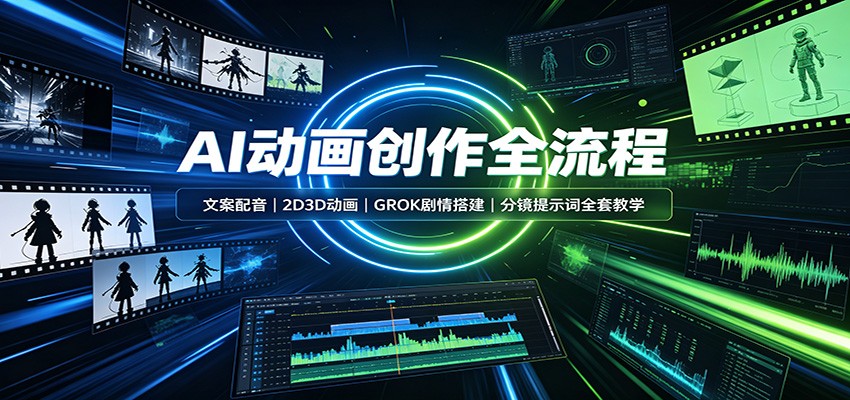 AI动画创作全流程:文案配音,2D3D动画,GROK剧情搭建,分镜提示词全套教学-旺仔资源库
