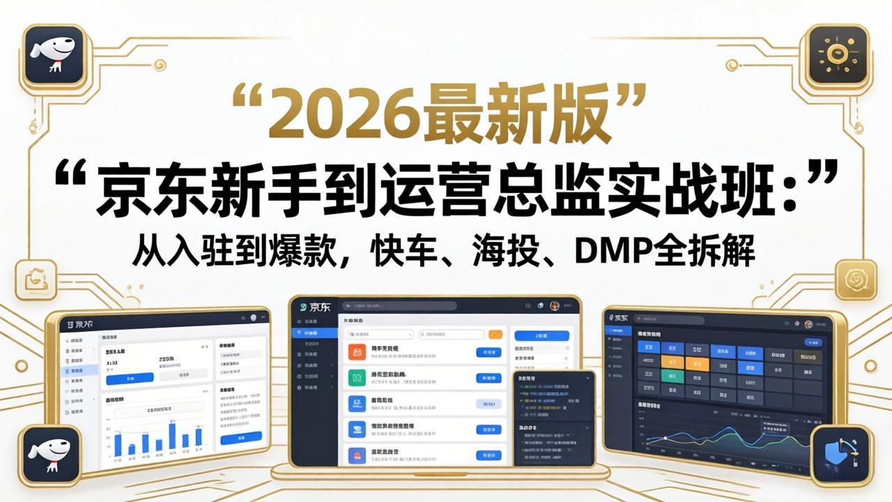 京东新手到运营总监实战班：从入驻到爆款，快车、海投、DMP全拆解，2026最新版-旺仔资源库