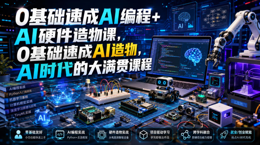 0基础速成AI编程+AI硬件造物课,0基础速成AI造物,AI时代的大满贯课程-旺仔资源库