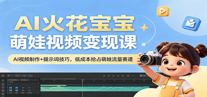 AI火花宝宝萌娃视频变现课：AI视频制作+提示词技巧，低成本抢占萌娃流量赛道-旺仔资源库
