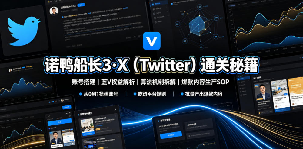 诺鸭船长3·X(Twitter)通关秘籍,涵盖账号搭建、蓝V权益解析、算法机制拆解及爆款内容生产SOP-旺仔资源库